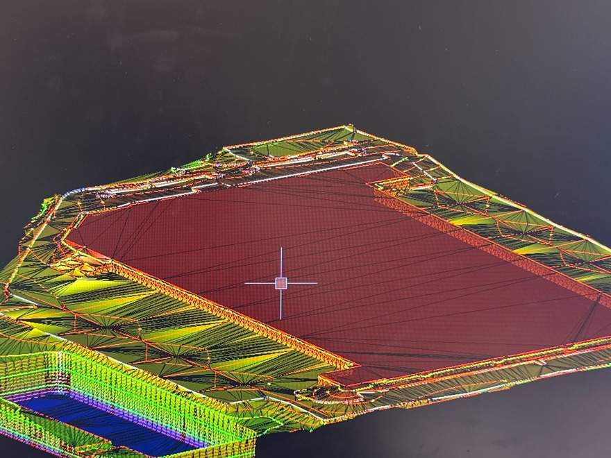 Triangulated finish-grade surface model, oblique view